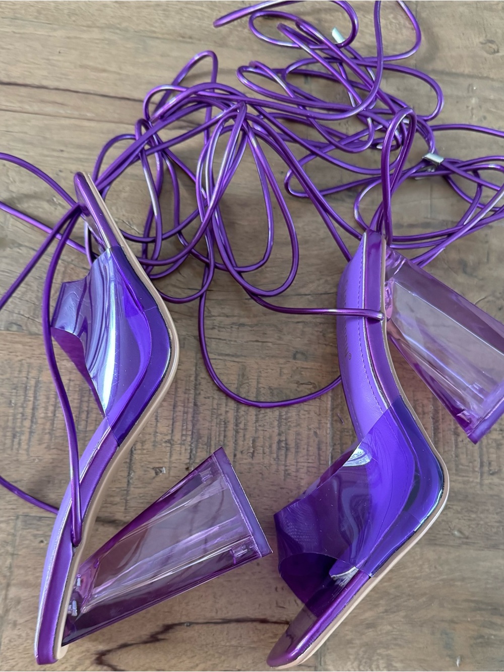 Purple Clear-Strap High Heel Sandals - Women - Picture 8 of 8